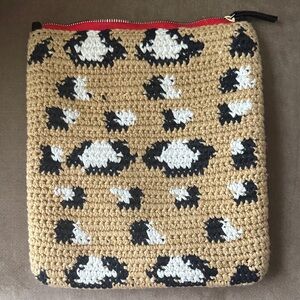 Clare V Leopard Print Crochet Pouch
